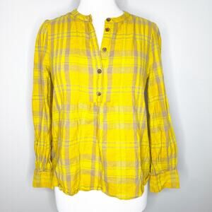 Madewell Womens Yellow Plaid Flannel Popover Shirt Small